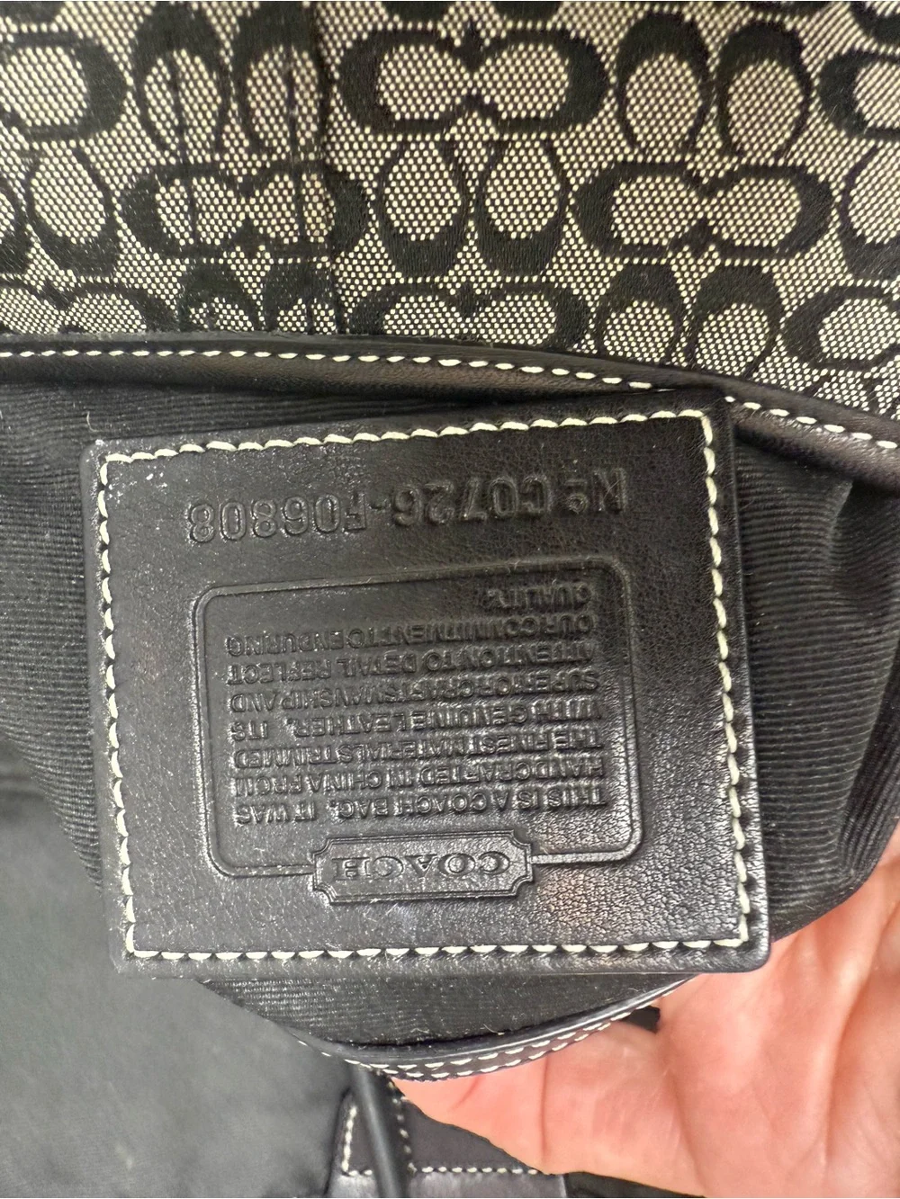 Coach Black and Gray Mini C Signature SoHo Buckle Flap Hobo-EUC